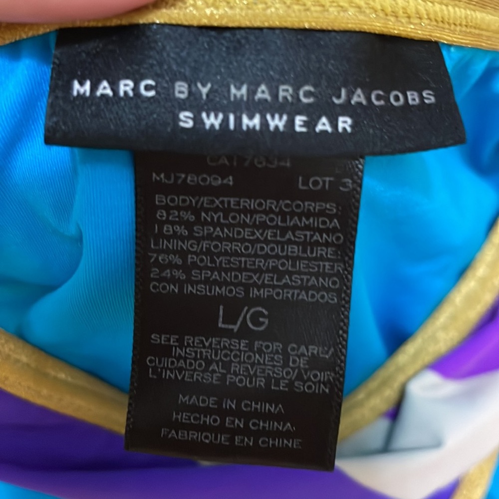 NWT Marc by Marc Jacobs Merida Stripe & Gold Bandeau & Tie Bottom Bikini Set NWT - Picture 8 of 14